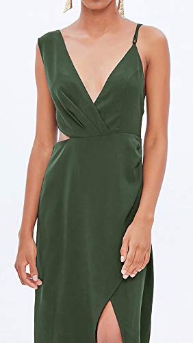 TOP-MAX Women's Dresses - Summer Elegant Spaghetti Straps V Neck Sleeveless Cocktail Club Party Casual Midi Dress Green