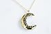 ONDAISY Black Cz Gypsy Planet Half Crescent Sailor Luna Moon Pendant Charm Chain Necklace