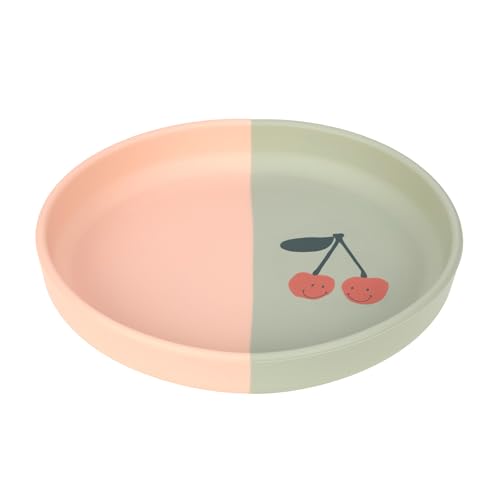 LAESSIG Baby Plato de silicona para ninos/Silicone Plate Happy Fruits Cherry
