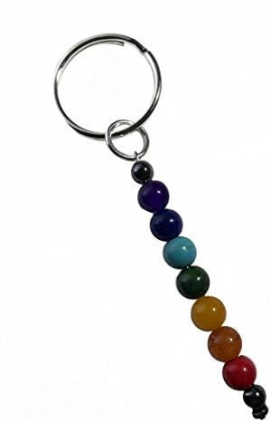 Rainbow 7 Chakra Stone Bead Meditation Healing Spiritual Yoga Shiny Keychain
