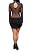 PinkWind Women's Plus Size Stretchy Mesh Sleeve Backless Halter Nightclub Midi Dress XL Black