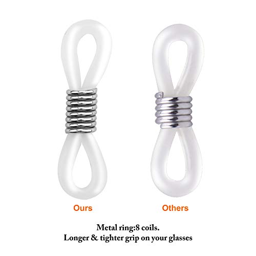 HIFOT 40pcs Holder Chain Glasses Ends Spectacle Chain Strap Loop Ends of Glass Cord Ends of Eyeglass Chain Holder Silicone Lanyard Strap Silver