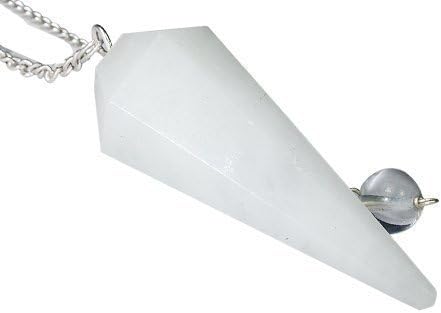 Faceted Snow Quartz Pendulum