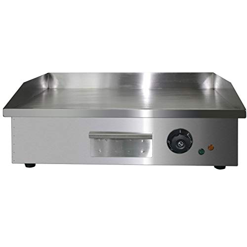 YiiYYaa 1600W 21.6" Commercial Electric Countertop Griddle Grill, Grilled Squid and Steak Machine Tabletop Flat Grill,Stainless Steel Restaurant Grill, with Adjustable Temperture Control (21.6 in)