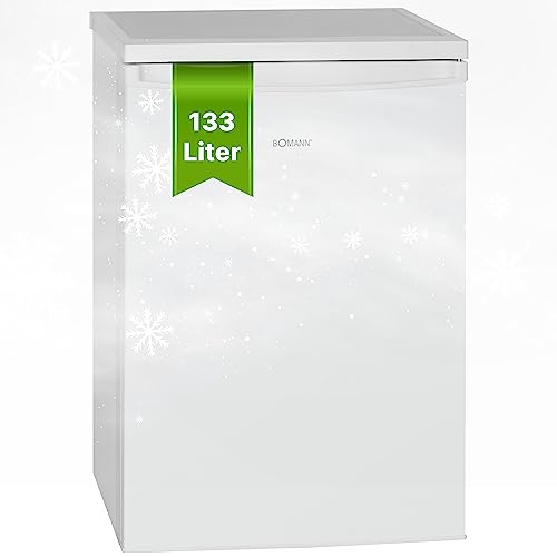 Bomann® Kühlschrank ohne Gefrierfach mit 133L Nutzinhalt, 3 Ablagen, LED, Kühlschrank klein mit Gemüsefach & wechselbarem Türanschlag, Tischkühlschrank, H:84.5 x B:56 x T: 57.5 cm - VS 2185.1 weiß