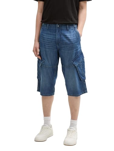 TOM TAILOR 1044977 Bermuda Jeans Shorts, 32191-used Dark Stone Blue Denim, 34 Uomo