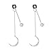 LAONATO CZ Crescent Moon and Star Chain Drop Earrings Ear Jackets (WhiteGold)