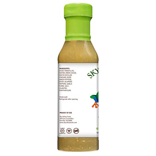 Sky Valley Foods Verde Sauce (12.5 oz.); Medium Spice Level; Well-Balanced, Flavorful and Versatile Green Sauce; Inspired by the Tastes of South America; Non-GMO, Gluten-Free and Vegan