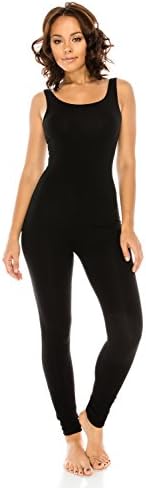 LATS BRAND Women's Stretch Cotton Sleeveless One Piece Unitard Jumpsuit Playsuit In Black - Medium