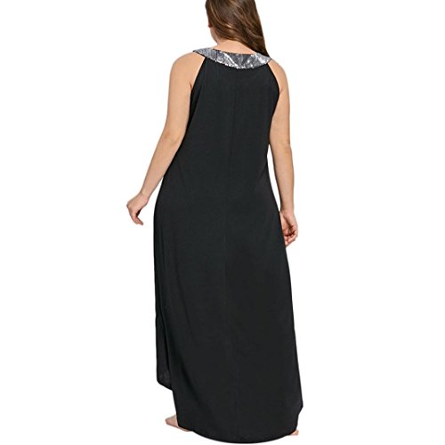 Plus Size Dress,Clearance! AgrinTol Women Sleeveless Beads Collar Solid Party Dress (3XL, Black) - Thumbnail 3