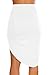 Simlu Womens Drape Up Stretchy Asymmetrical High Low Short Mini Bodycon Pencil Skirt, White, Small