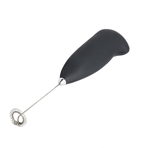 Black Handheld Milk Frother Wand Battery Coffee Frother and Foam Maker Stainless Steel Whisk for Italian Cappuccino Or Latte