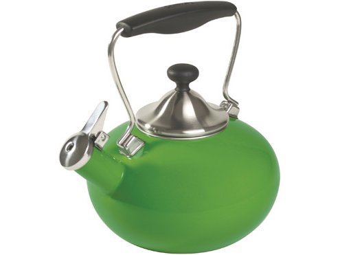 Chantal Bridge Enamel On Steel Teakettle, Festive Green