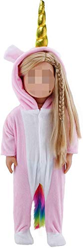 E-TING Doll Clothes Unicorn Costume Onesie Pajamas fits 18 Inch Girl Doll