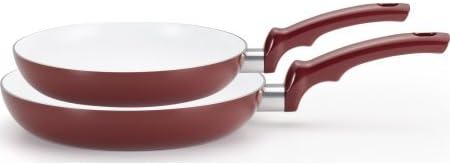 Celebrate Ceramic Cookware, 9" &amp; 11" Fry Pans, 2 Pc. Set, Red