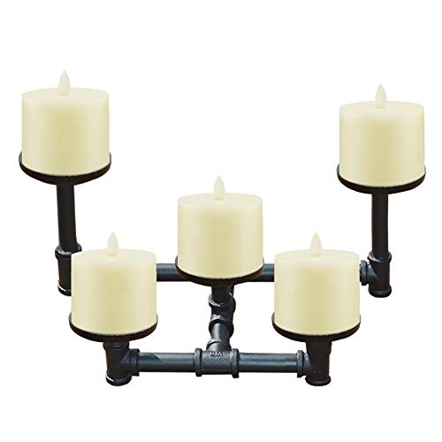 smtyle Candelabra LED Candle Holders for Fireplace with Black Iron