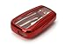 iJDMTOY Chrome Finish Red TPU Key Fob Protective Case w/Button Cover Compatible with 2017/2018-up Toyota Camry Prius Prime Mirai C-HR, etc w/Push Start Engine Feature