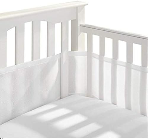 Crib Bumper Baby Bedding, Breathable Safe Mesh for Full-Size Crib,Mesh Crib Liner Crib Baby Bedding Nursery Set Prevent Baby from Getting Stuck in Crib Slats (White)