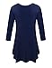BELAROI Women 3/4 sleeve Swing Tunic Tops Plus size T Shirt (1X, Navy Blue)