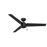 Hunter Fan 52 inch Outdoor Industrial Ceiling fan in Matte Black, 3-Blade (Certified Refurbished)