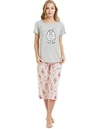 Pijama para dama con pantalones capri y camisetas cortas de algodón