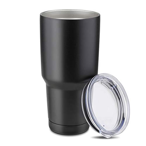 COMOOO 30oz/2Pack Double Wall Vacuum Insulated Travel Mug - Stainless Steel Tumbler with Lid Coffee Cup for Cold & Hot Drinks (Black,2 Pack)