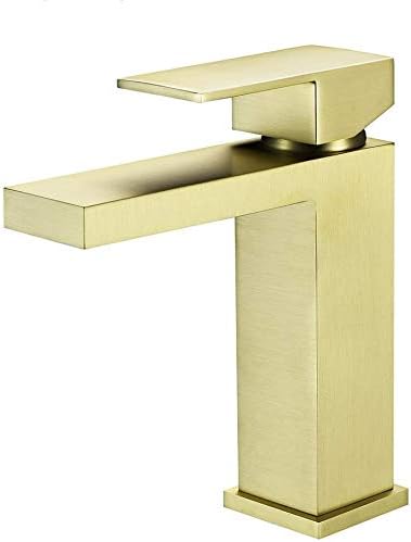 Homili Deck Mounted Bathroom Sink Faucet Solid Brass Basin Mixer Tap (Gold)