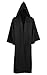 Jila Men Tunic Hooded Robe Cloak Knight Gothic Fancy Dress Halloween Masquerade Cosplay Costume Cape (M, Adult Black)