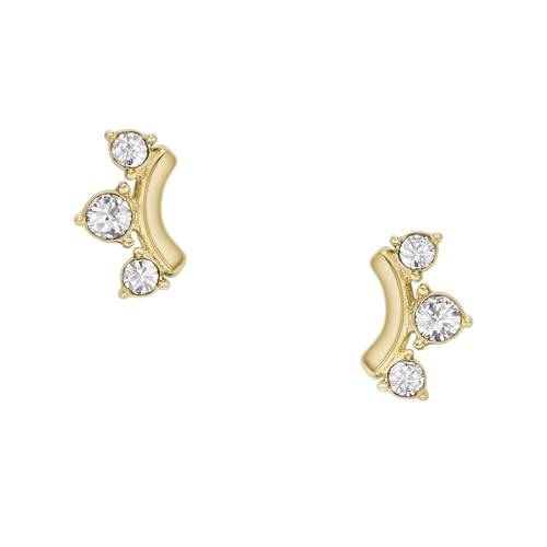 Fossil Pendientes de mujer de acero inoxidable dorado con cierre de botón