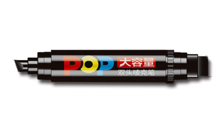 Generic Extra Bold Black Chisel Tip Permanent Ink Twin Tip Double Ended Thick Tip Marker