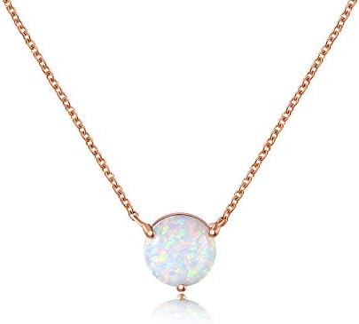 QUINBY Rose Gold Plated Opal Pendant Necklace for Women Wedding Birthday Jewellery Gift Boxed