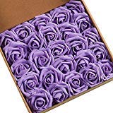 N&T NIETING 25pcs Artificial Flower Roses for Decoration (Large Dark Purple) - Thumbnail 5