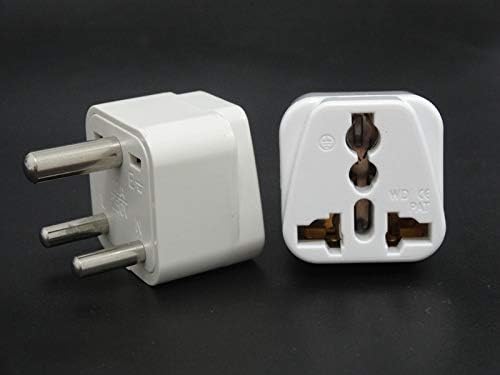 (Pack of 2) US to India, Pakistan, Bangladesh, and South Africa, Travel Plug Adapter with Ground PIN