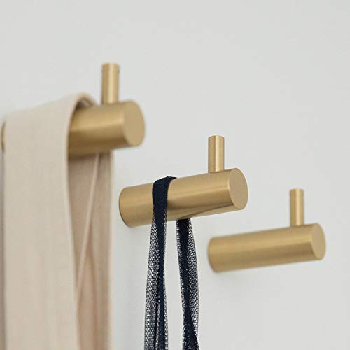 YANGQIHOME Pack of 4, Gold Brass Decorative Wall Hooks Towel Hook, Coat