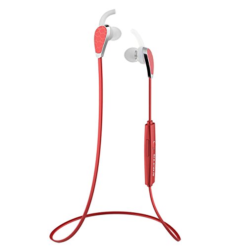 GLCON GS-09 Mini Lightweight Wireless Stereo Bluetooth BT Headset In-Ear Headphones Earphone Earpiece Earbud Microphone Mic,Noise Cancellation,for iPhone 5 6 7 iPad iPod Galaxy Android Cell Phone,Red