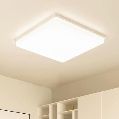 Luz de teto LED 48 W: Candeeiro de teto LED moderno 3000 K 3000 cm, luz de teto LED 4800 lm para quarto, casa de banho, cozinha, sala de estar, varanda, quadrado, branco