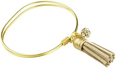 John Wind, Neutral Tassel Bangle, Gold Plated, 7" Circumference (Neutral)