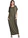 Verdusa Women's Summer Casual Loose Long Dress Short Sleeve Pocket Maxi Dress Olive Green L