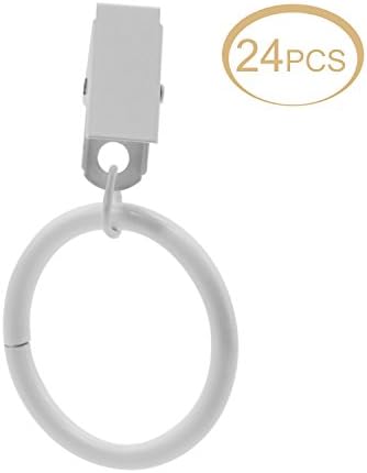 Eshop99 Set of 24PCS Premium Curtain Rings with Clip Drapery Clip Rings-Extra Thick (White)