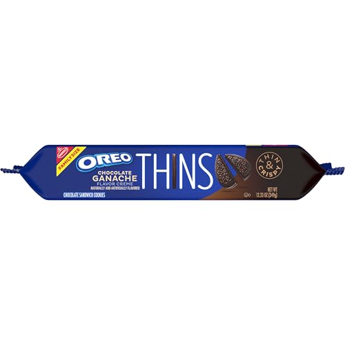 OREO THINS CHOCOLATE GANACHE CREME CHOCOLATE SANDWICH COOKIES, FAMILY SIZE, 12.33 OZ