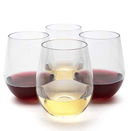 D'eco Unbreakable Stemless Wine Glasses, 18oz 100 Tritan