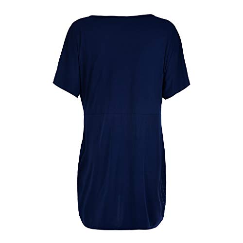 ❤️Women's Waisted Dress, Ladies Cross Wrap Solid Short Sleeve Skirt Sexy Deep V Elastic Dress Gogoodgo Blue