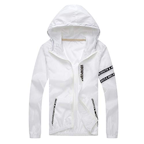 ANJUNIE Parkas for Men Casual Outdoor Sportswear Windbreaker Lightweight Bomber Jackets (White,L)