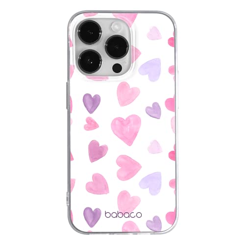 BABACO Funda para teléfono móvil de ERT Group para Apple iPhone 14 Pro Original y con Licencia Oficial diseño Hearts 005 Adaptada a la Forma del teléfono móvil, ParCialmente Transparente