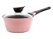 Neoflam 1.9qt Saucepan Butter Warmer Milk Boiling|Melting Pot, Ecolon Healthy Ceramic Nonstick Coating PFOA-free, 2 Pour Spouts, Dishwasher Safe, Pink