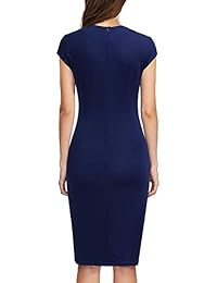 WOOSEA Vestido de mujer con manga de gorra de estilo vintage