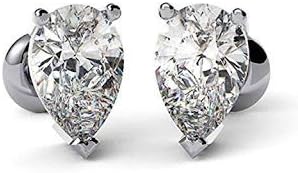 1.00 to 2.00 Carat Diamond Studs Solitaire Earrings Real Solid 14K White Gold 1 Pair for Christmas Gifts Women