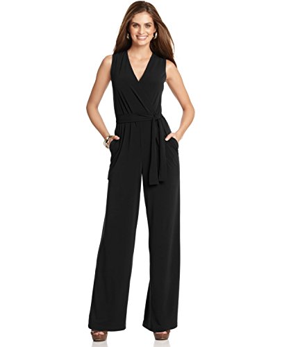 NY CollectionWomen's Surplice Belted Wide Leg Jumpsuit