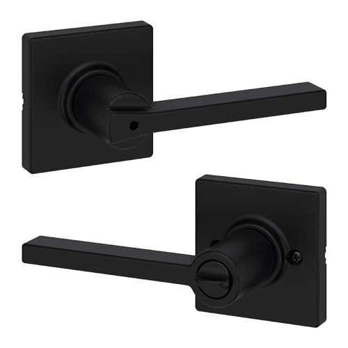 Kwikset Casey Interior Privacy Door Handle with Lock, Door Lever For Bathroom