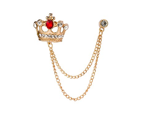 Knighthood men s golden crown with red stone and hangin…